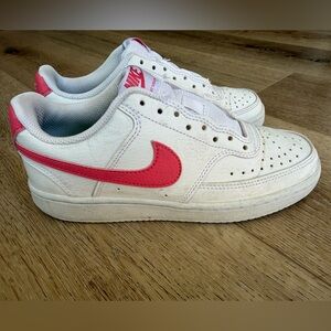 Nike White Court Vision Low with Pink Swoosh